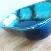 Vallauris stamped pocket emptier in flamed stoneware