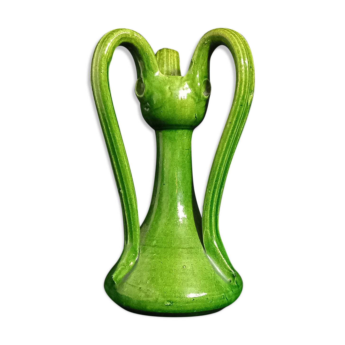 Vase art nouveau en grès avec trois anses voûtées