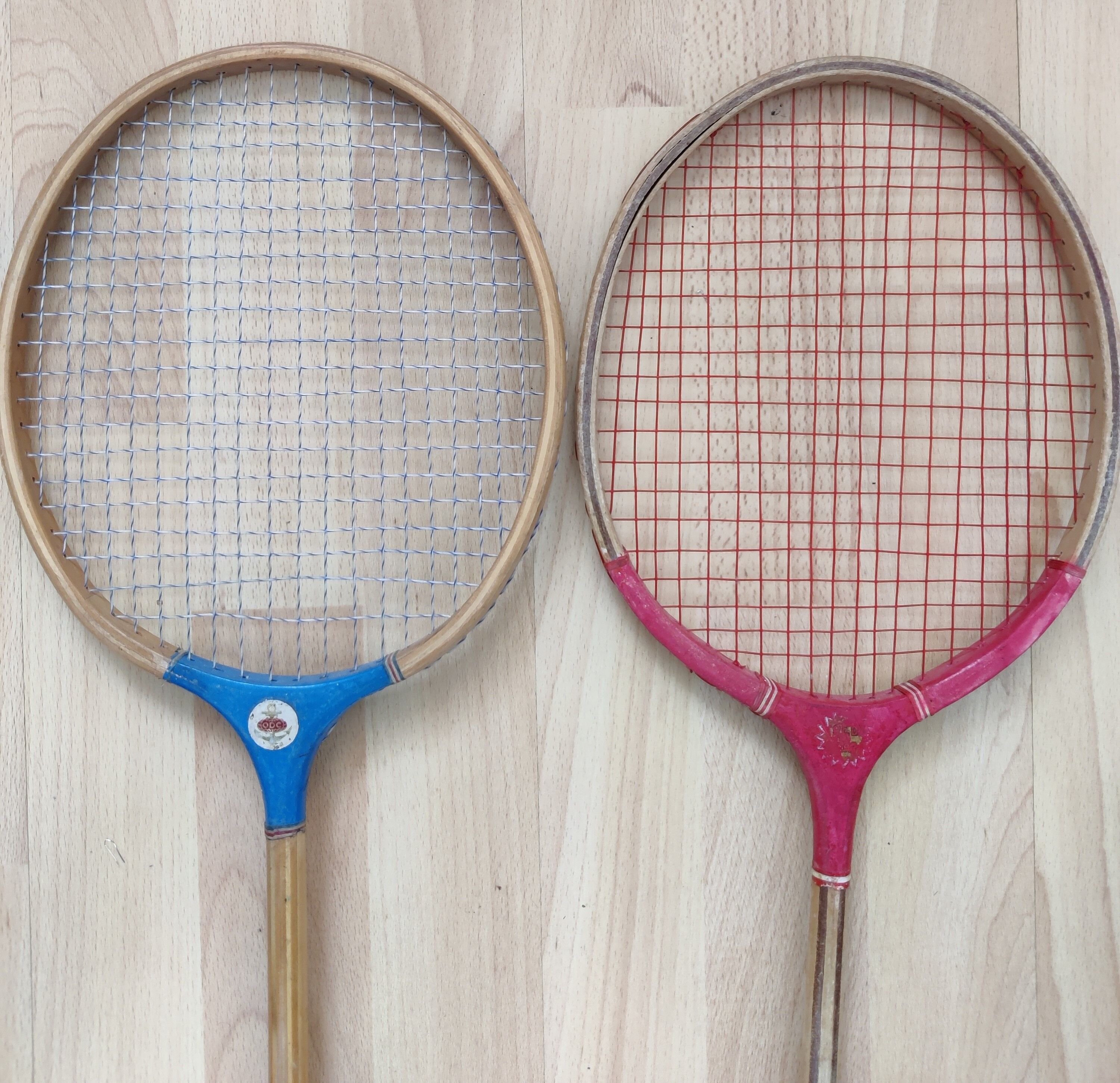 Vintage Antique Wooden Badminton Rackets