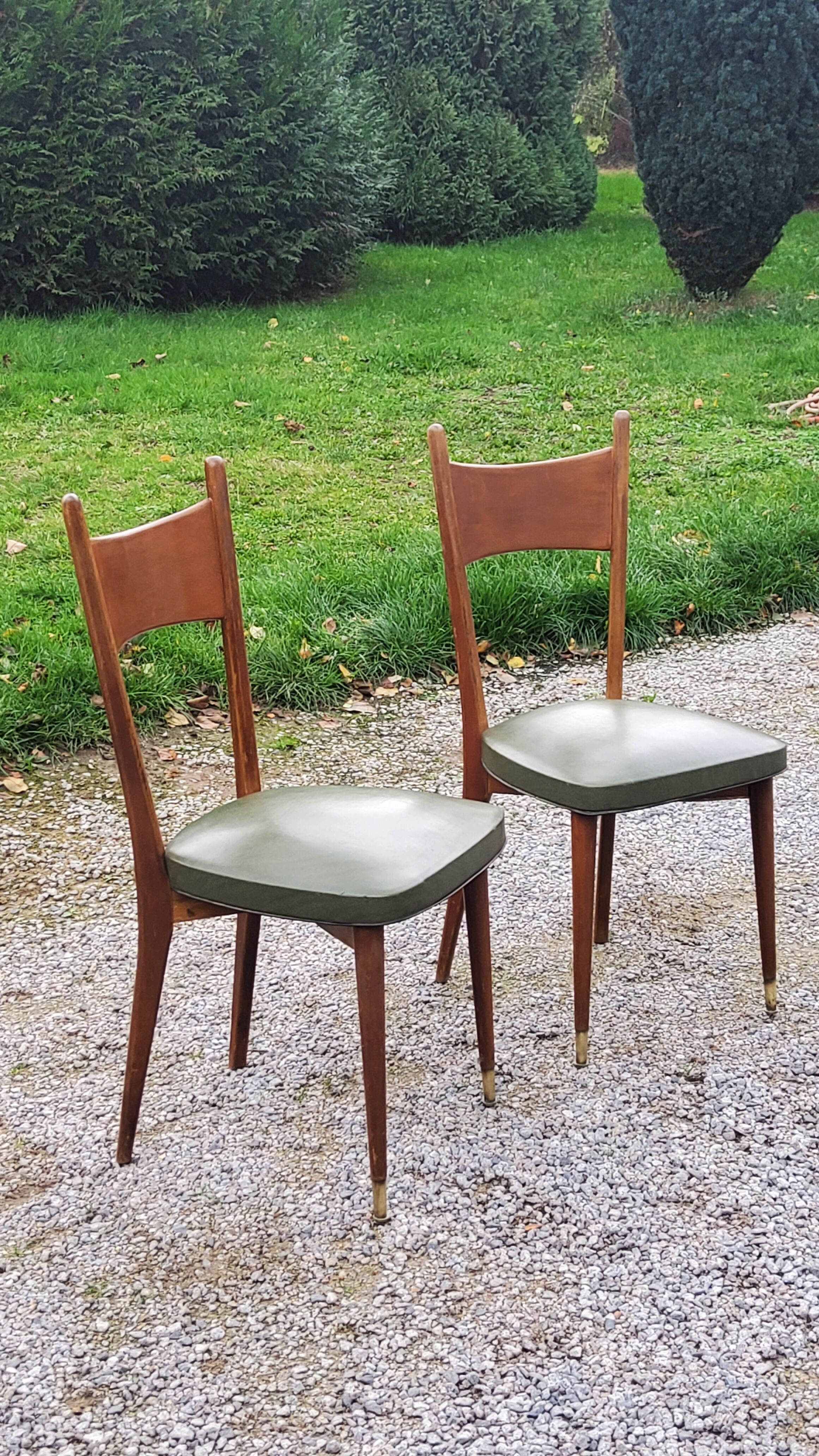 Pair of 50's Scandinavian style mahogany chairs