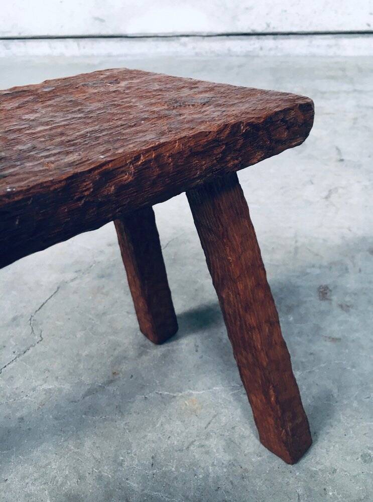 Carved Oak Side Table, 1940s