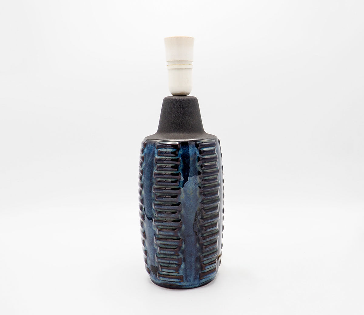 Blue black ceramic model 1034 table lamp base from Søholm, 1960s