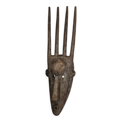 Masque N'Tomo Bambara, Mali, Bois Sculpté, Patine Ancienne, XXe, 64 cm