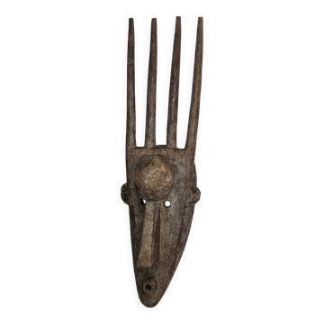 N'Tomo Bambara Mask, Mali, Carved Wood, Antique Patina, 20th Century, 64 cm
