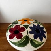 Charming vintage ceramic flower vase with floral decoration from the 1970s.