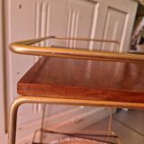 Table d'appoint en metal doré et scoubidou