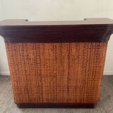 Vintage wooden and rattan counter bar