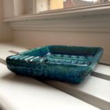 Aldo Londi for Bitossi Italian square teal blue green ashtray