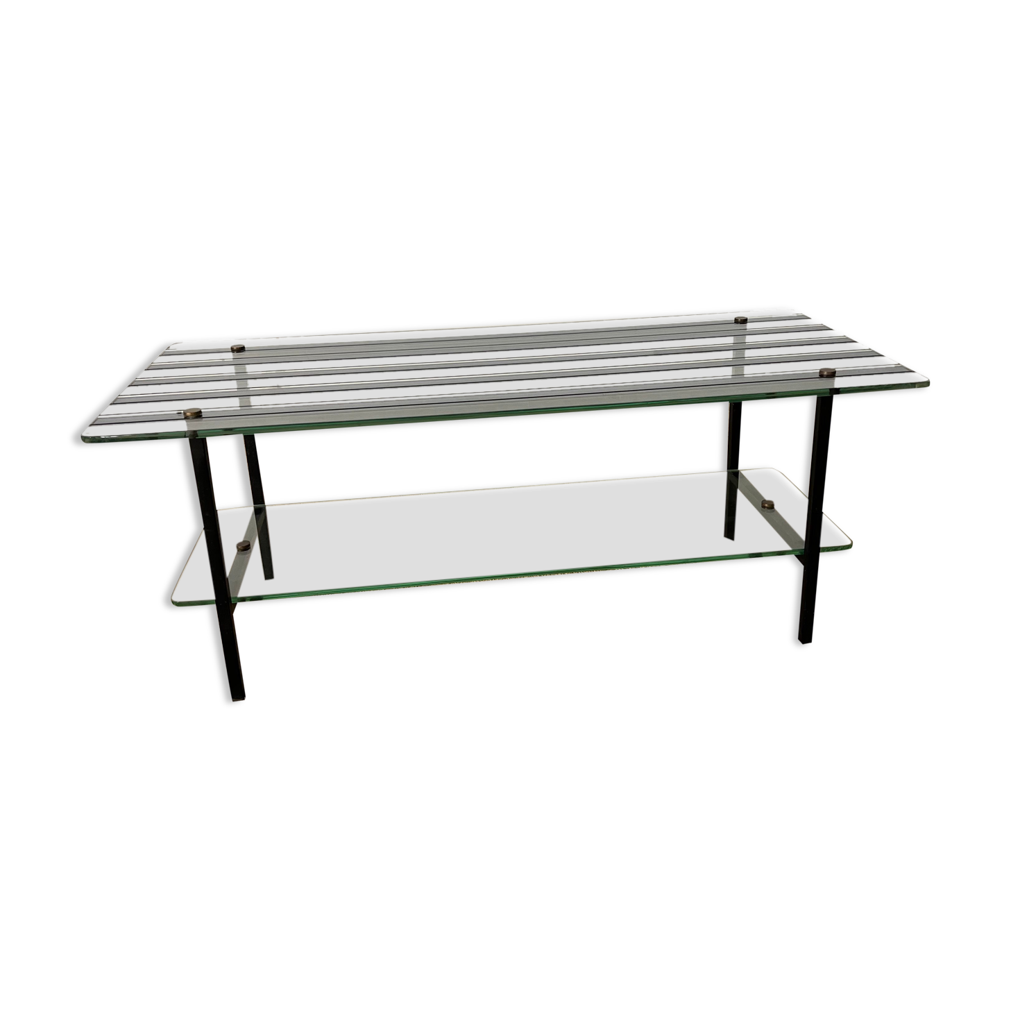 Glass and metal coffee table