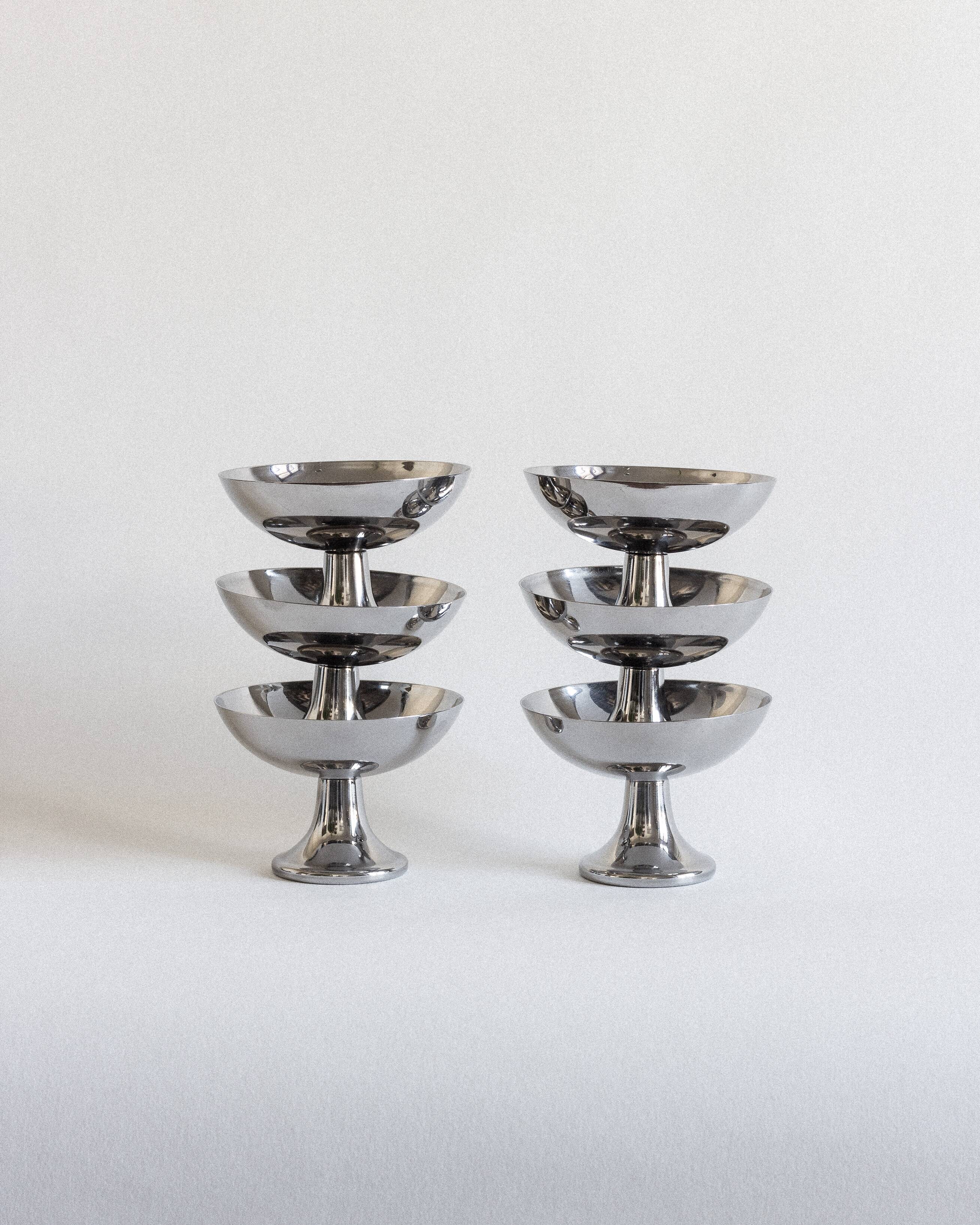 Set of six ice cream cups, Alfra Alessi, Italy, 1950s/70s
