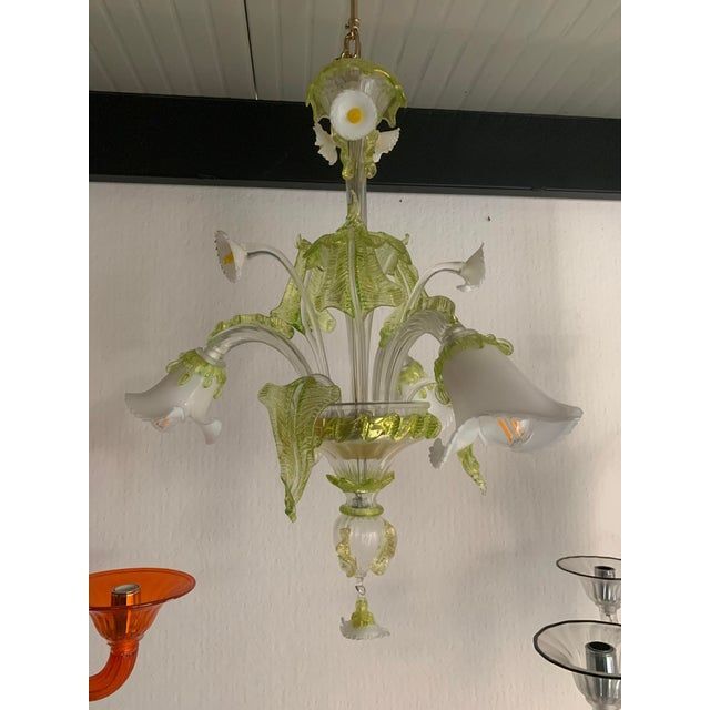 Floral Green Leaves and Milky "Calle" Chandelier