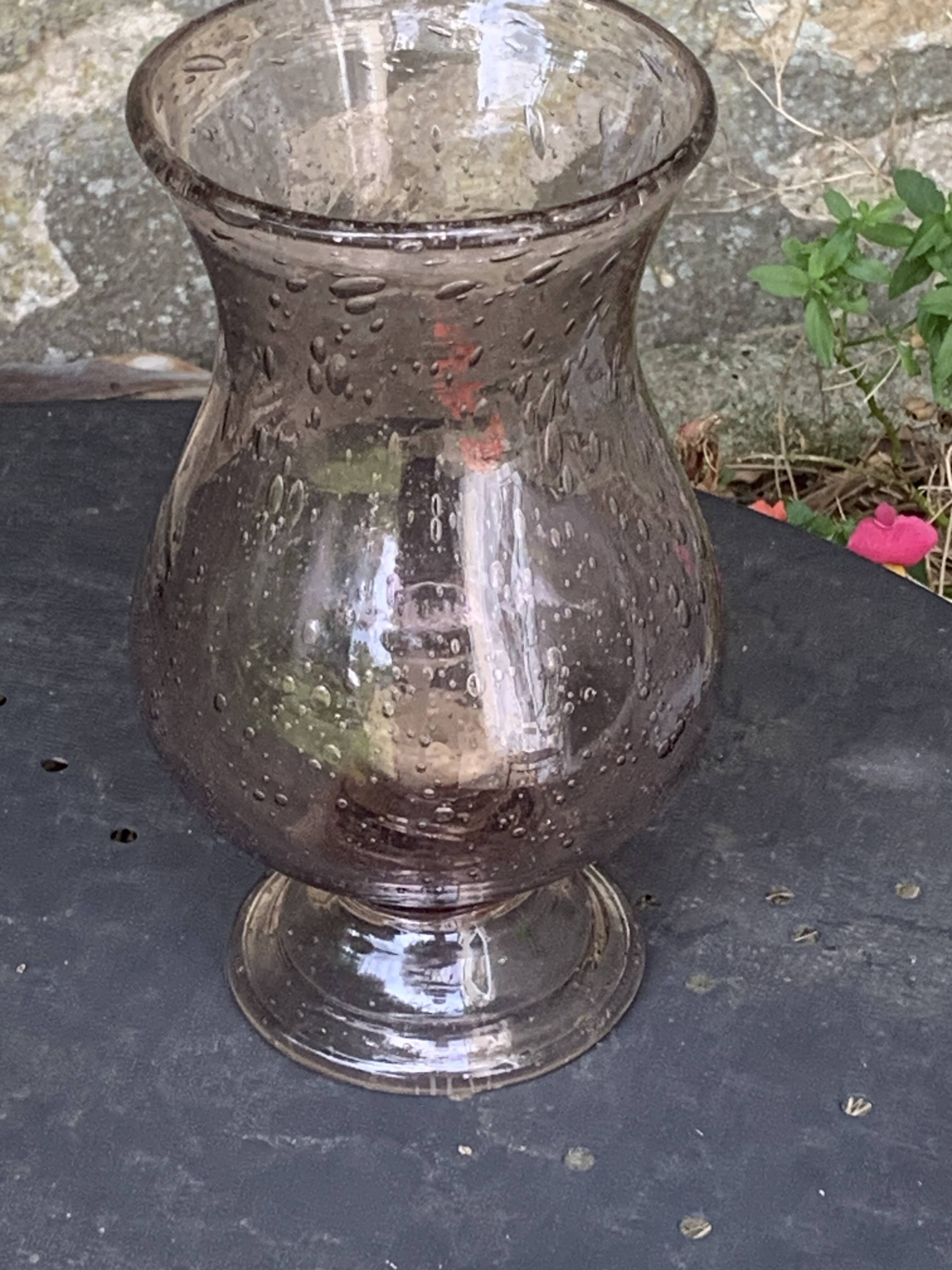 Photophore, Bougeoir en verre soufflé rose des sables de la verrerie de BIOT, made in france