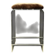 Design bar stool in plexiglass, chrome, and leopard velvet, 1970.