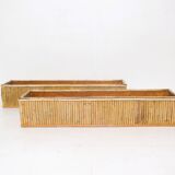 Pair of large vintage bamboo planters