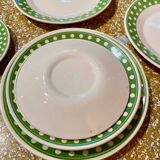 Service de 12 assiettes anciennes à pois pour 4 personnes