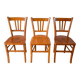 Ensemble de 3 chaises bistrot en bois 1950