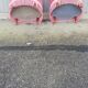 Paire de chauffeuses vintage tissu rose