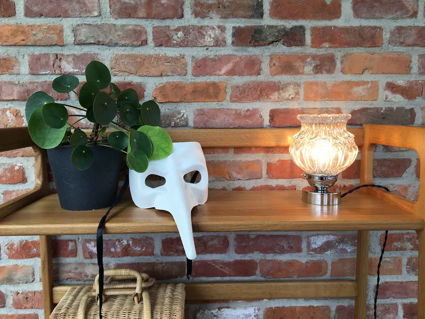 New table lamp with old Art Deco glass lampshade