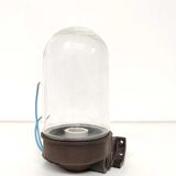 Glass globe wall lamp and industrial bakelite