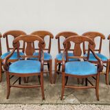 Set of 6 directoire style velvet chairs