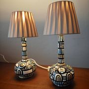 Paire de lampes espagnoles en bois peint
