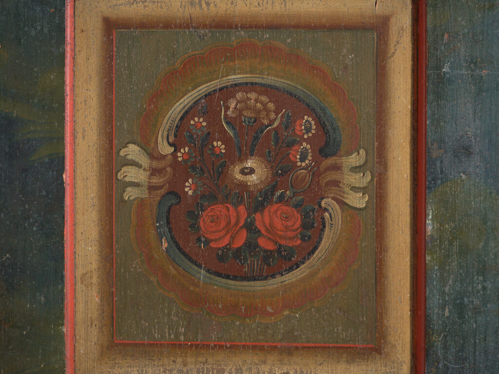 Painted folk art wardrobe, Central Europe, dated 1814.