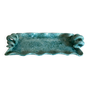 Plat ondulé en terre - turquoise