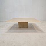 Italian Square Coffee Table in Travertine, 1980s