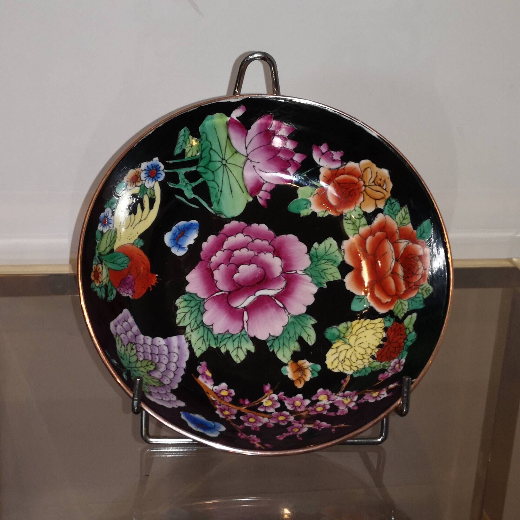 decorative plate porcelain cloisonné brass japan satsuma vintage 1950 1960