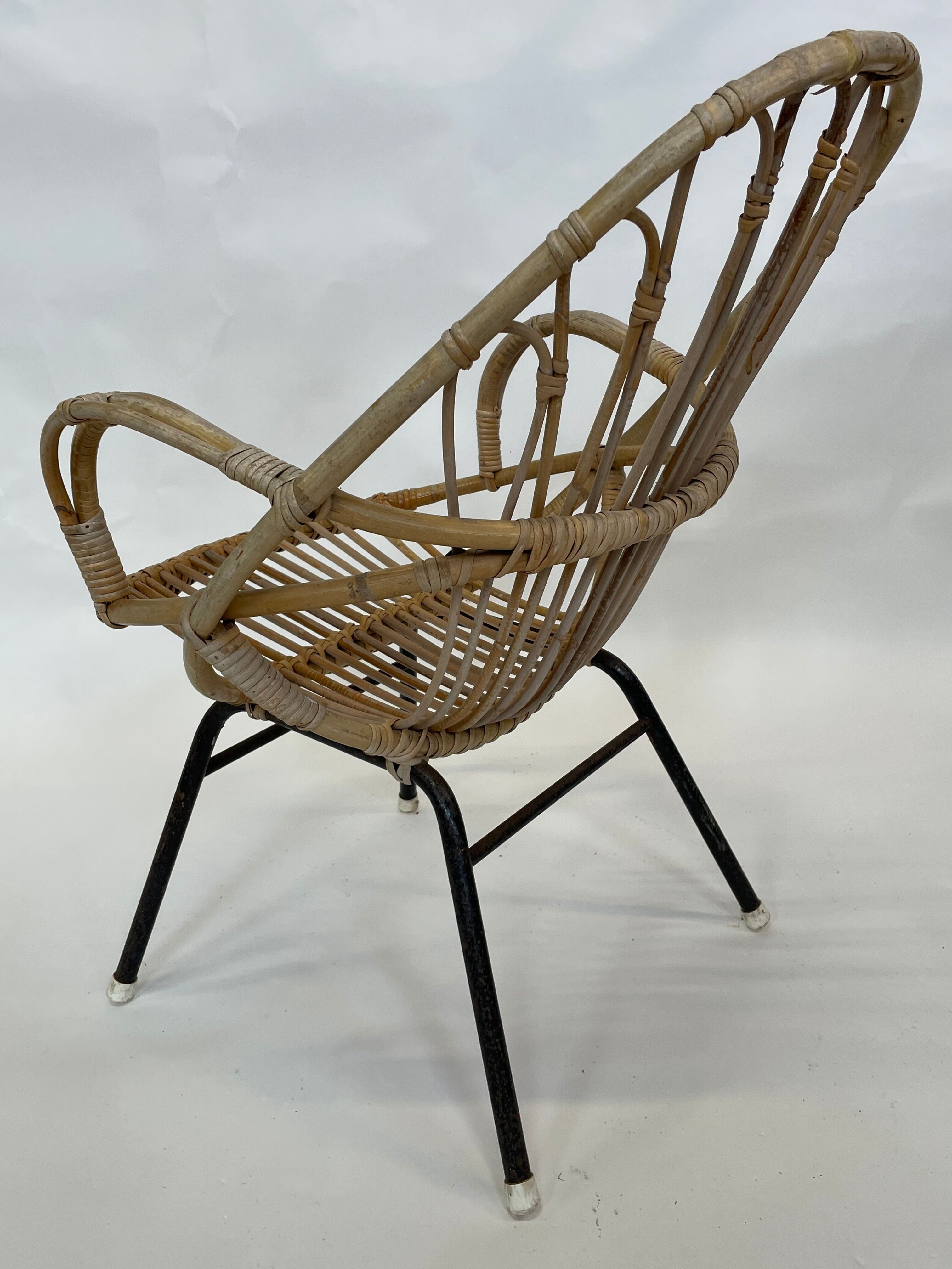 Chaise vintage en rotin par Dirk van Sliedregt Rohe Noordwolde 1960 aux Pays-Bas