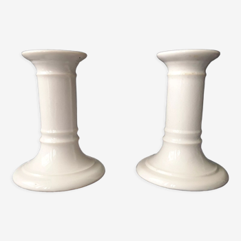 Pair of English ceramic candle holders