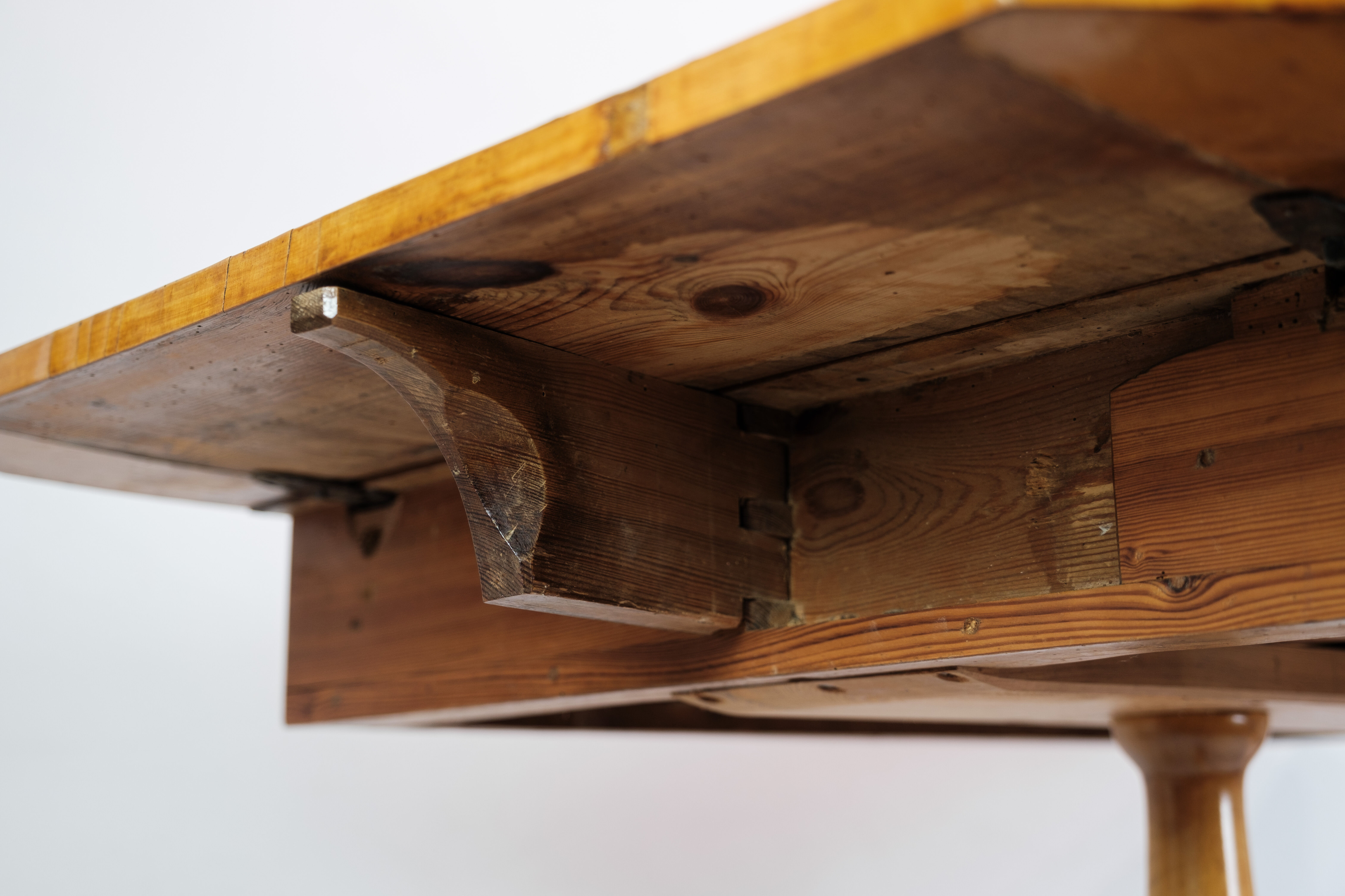 Antique Empire Table with Flaps and Marquetry in Birch Wood from 1840s