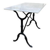Bistro table with cast iron base, marble top, 20th century