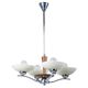 Art Deco Chandelier in Chromed Steel and Beech, Czech, 1920s