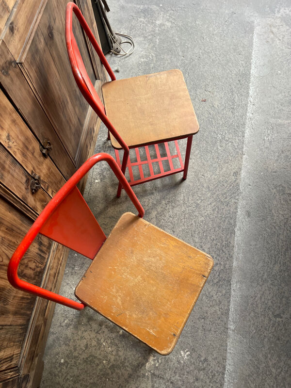 Paire chaises table de nuit Tolix