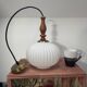 Vintage Scandinavian pendant light in white pleated opaline