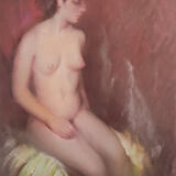 Pastel encadré et signé d’un nu