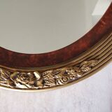 Modern oval mirror with flower decoration