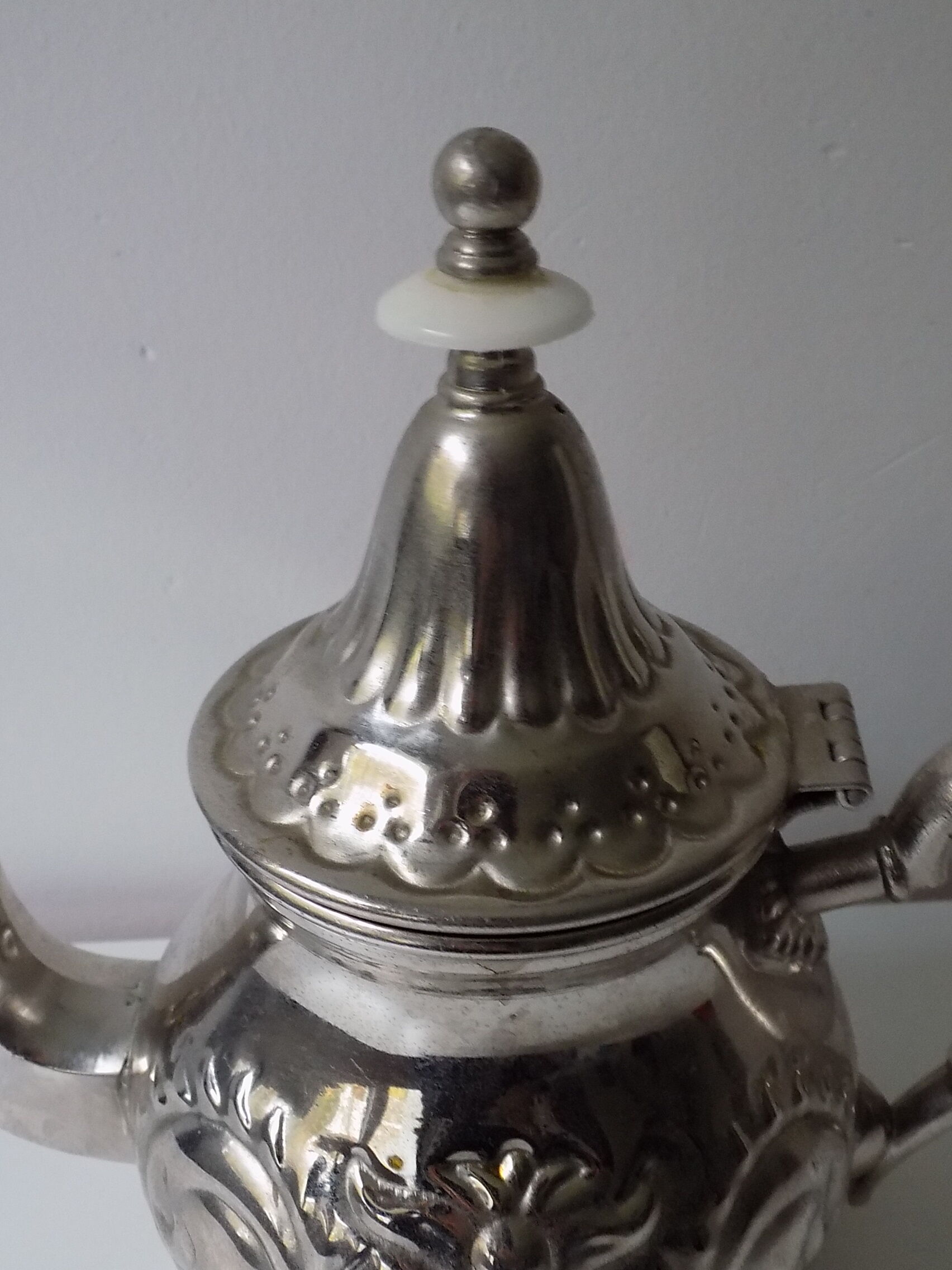 Silver metal teapot