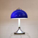 Vintage blue acrylic and chrome mushroom table lamp - Germany Space Age