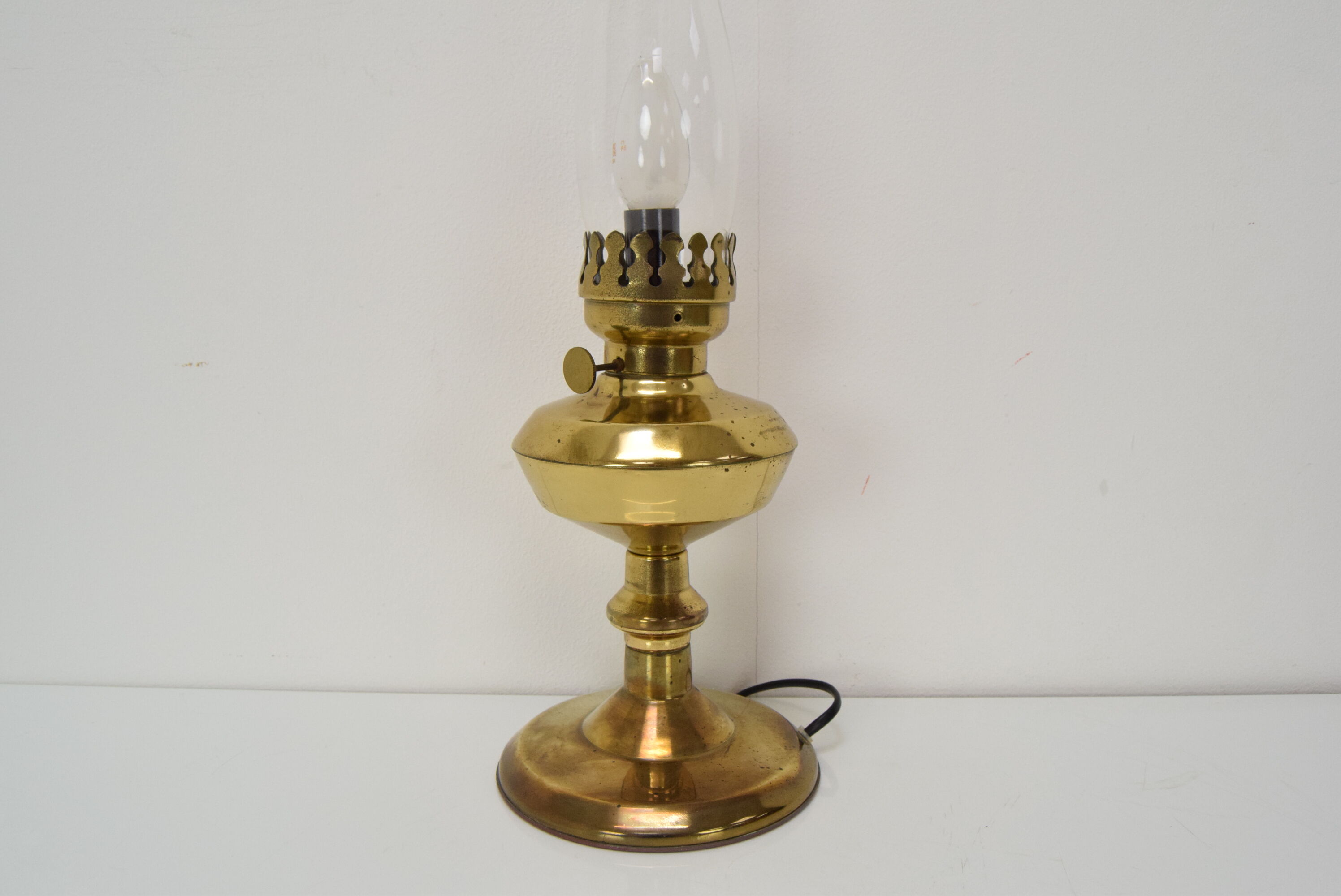 Vintage brass table lamp, czechoslovakia, 1950's.