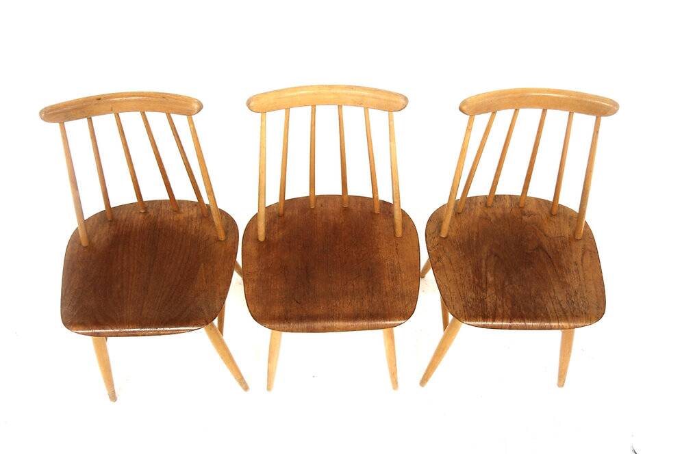 Set of 6 "Fanett" teak chairs by Ilmari Tapiovaara, Sweden, 1960