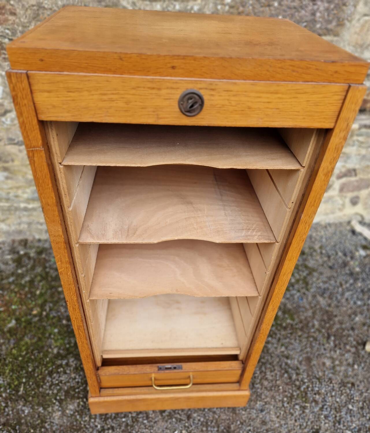 60s curtain filing cabinet