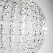 1960s Holophane Ball Pendant Chandelier, Thick Glass, 30 cm, and Vintage Brass