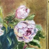 Painting, framed peony canvas