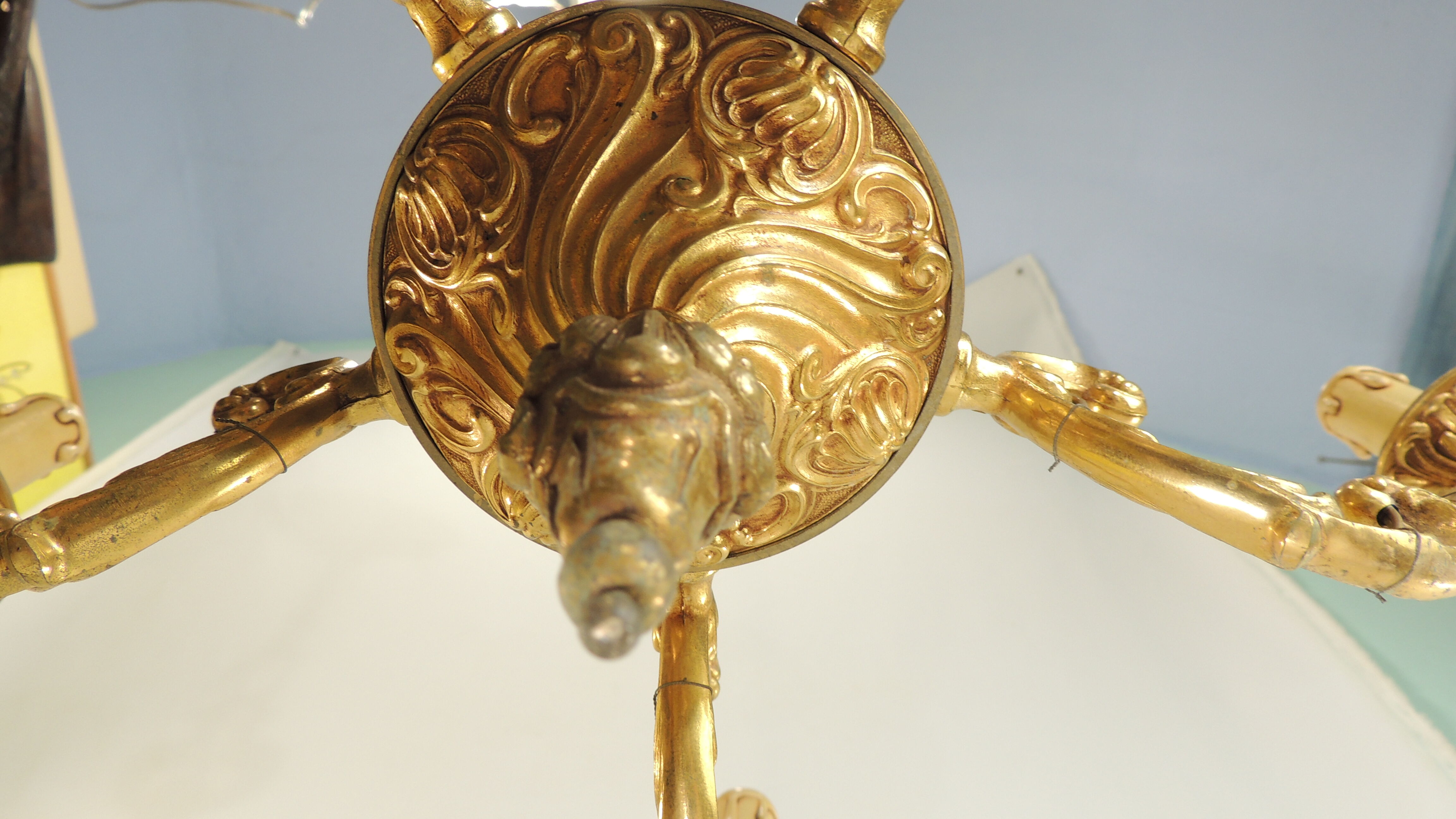 Bronze vintage five-pointed chandelier