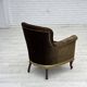 Fauteuil scandinave des années 1950, velours vert, bois de frêne.