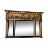 Empire style triptych mirror in gilded wood
