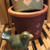 Green ceramic bird
