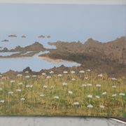 Old painting Oil on canvas landscape Island of Ouessant vintage